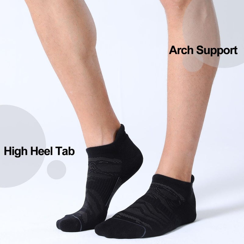 FITRELL 6 Pack Men's Ankle Running Socks Low Cut Cushioned Athletic Sports Socks, Shoe Size 12-15, Black+Gray - Image 3